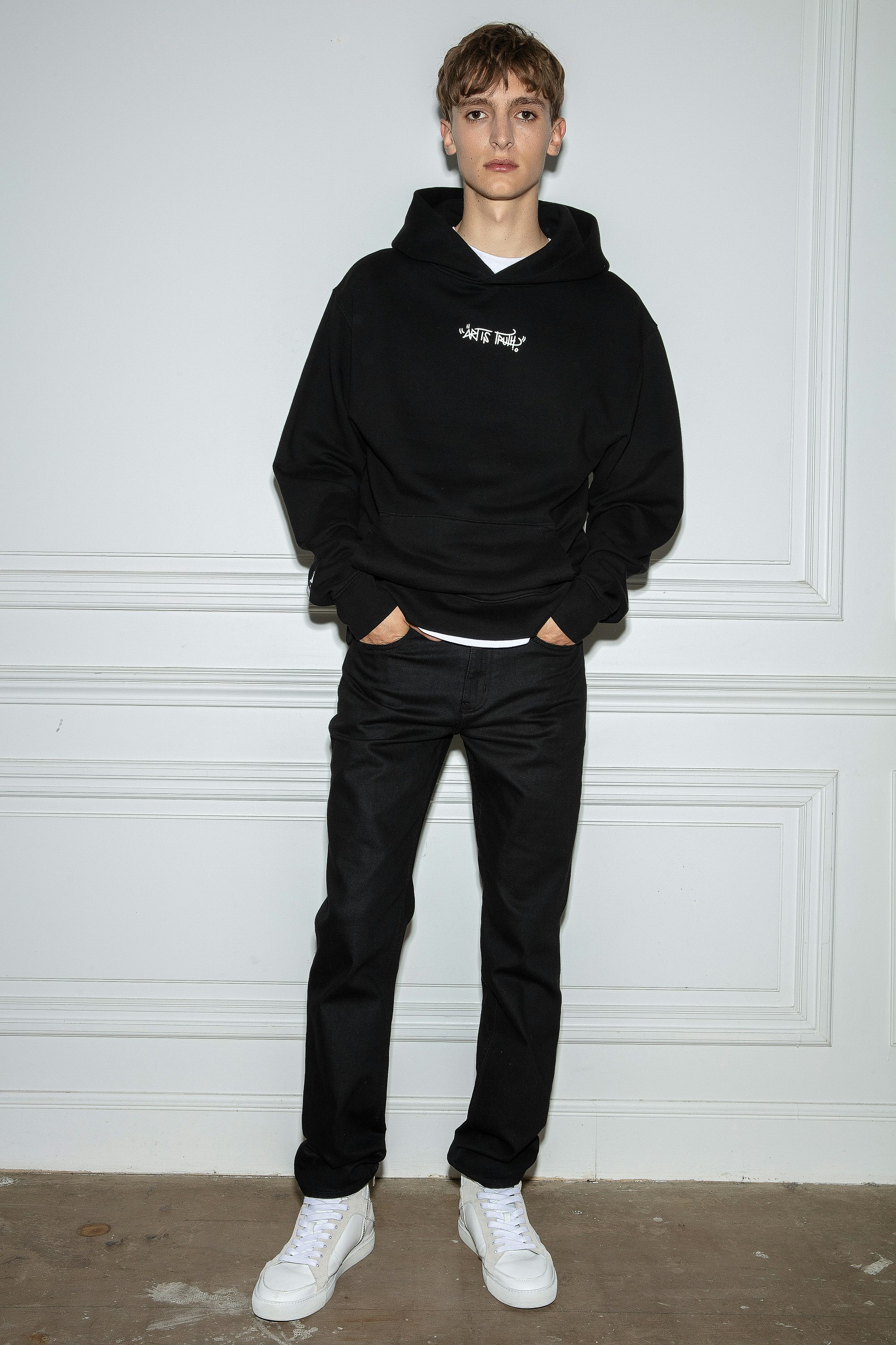 Sudadera Sanchi Loup - Sudadera Sanchi negra con motivo de lobo para hombre